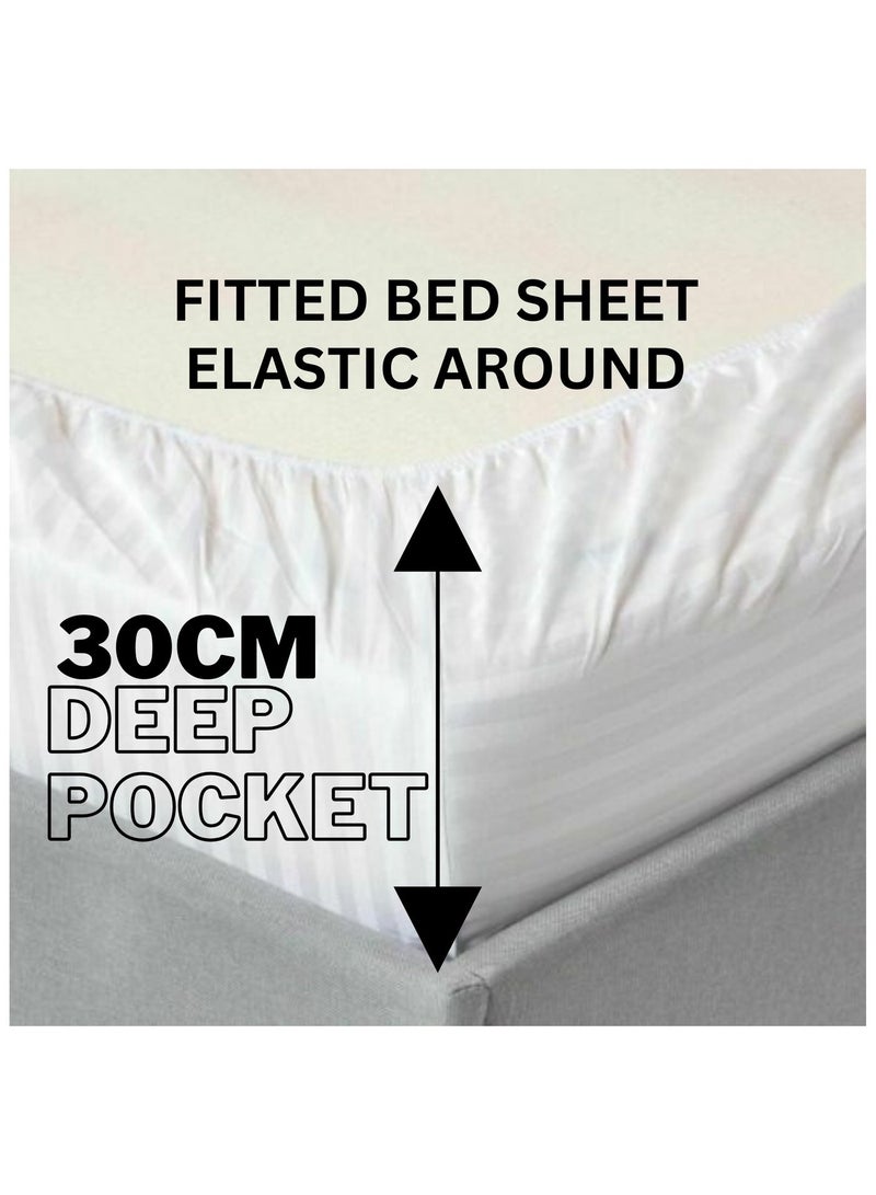 TW Premier Hotel Duvet Cover Stripe 240x260cm Super King Size 6 Pcs Set, 1 Duvet Cover 240x260cm (Without Filling), 1 Fitted Sheet 200x200+30cm, 2 Pillow Sham 50X75+5cm, 2 Pillow Cases 50x75cm - Image 4